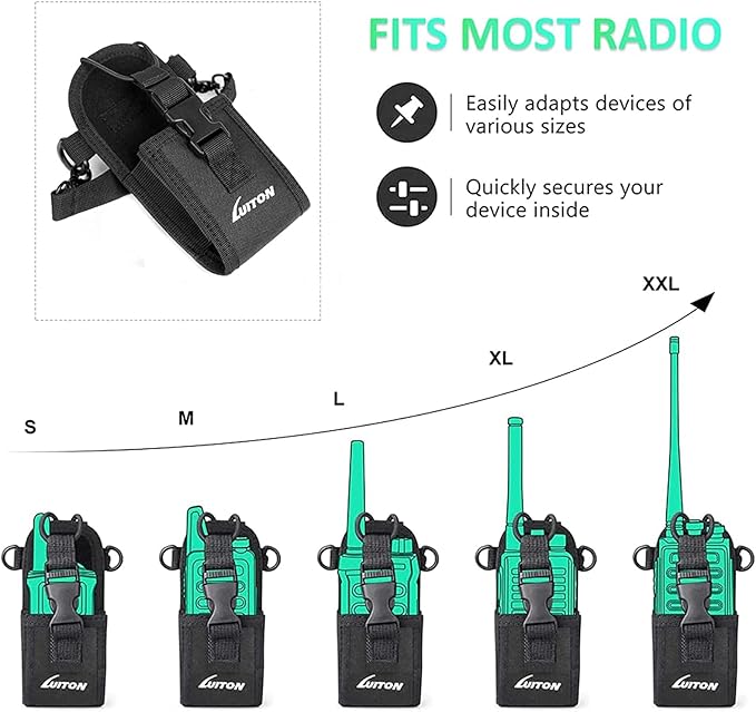 LUITON Radio Holder Walkie Talkie Pouch Molle Radio Pouch BaoFeng Radio Holster Strap Radio Case for Duty Belt Compatible with BaoFeng UV5R 888S F8HP Kenwood Icom HYT Arcshell Retevis H777 (2 Pack)