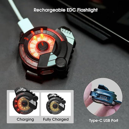 VSGO Portable EDC Flashlight,Rechargeable Work Light,Hat Clip Light,8 Light Modes,Clip for Pocket & Hat, Magnetic Base, Portable for Inspection, Repairs, Cycling,Camping,Travel, Hiking and Emergency