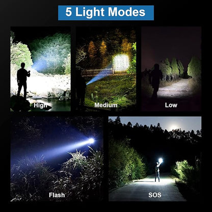 Rechargeable Flashlights 990,000 High Lumens - 2 Pack, Super Bright LED Flash Light with 5 Modes, 12 Hour Brightest Waterproof Handheld Flashlight for Home, Camping
