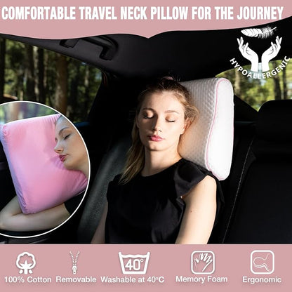 Travel & Camping Comfortable Memory Foam Pillow with Extra Cotton Cover – Easy to Carry Portable Bag