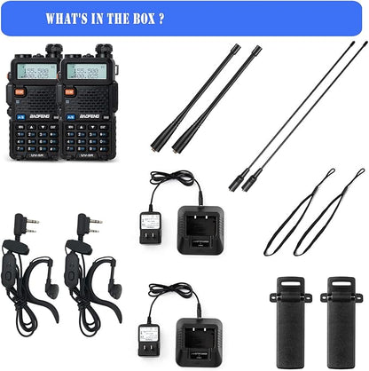 BAOFENG UV-5R Ham Radios Walkie-Talkies: Ham Radios Long Range with 2 Rechargeable Batteries, Ham Radio Handheld with High Gain Long Antenna and Earpiece,Two Way Radio Walkie Talkies for Adults,2PCS