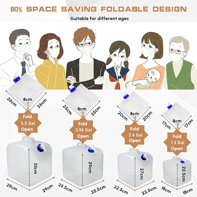2 Pcs Water Bag Water Container 3.96 Gallon, BPA Free Foldable Water Storage Cube for Hiking, Camping, Driking, Outdoors,indoors,Emergency