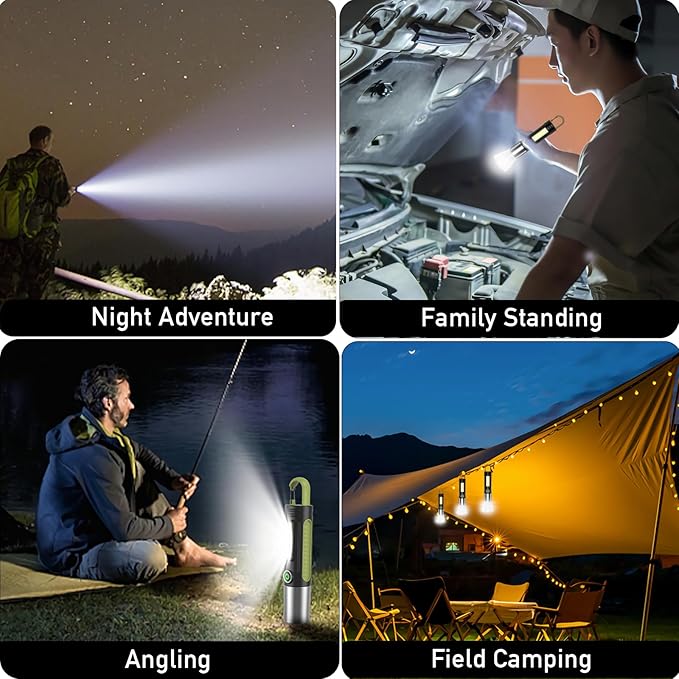 Zoomable LED Flashlight,High Lumens Tactical Flashlight,Flash Light Rechargeable USB,for Camping,Emergency,Fishing. (2000mAH)