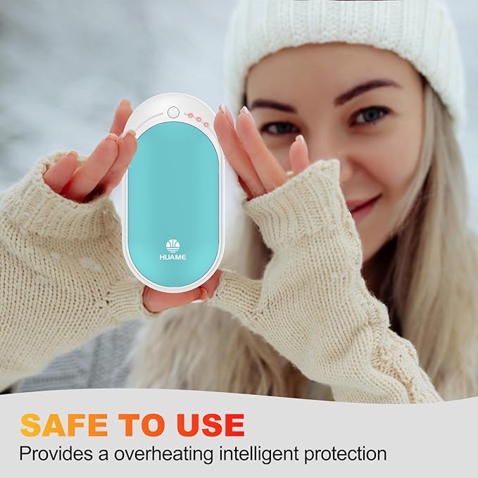 Hand Warmers Rechargeable, Portable Electric Pocket Heater, Reusable USB Hand Warmer with 5200mAh Power Bank, 3 Heat Settings, Winter Essentials for Men Women Hiking, Camping, Skiing
