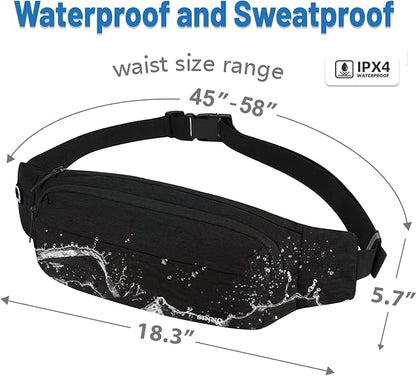 SINNO Large Crossbody Fanny Pack for Women Men Belt Bag With 4-Zipper Pockets for Travel Running Hiking Workout Dog Walking Outdoors Sport Fishing Waist Pack Bag Carrying All Phones