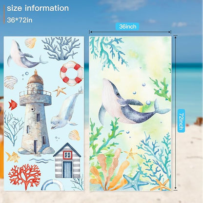 Microfiber Sand Free Beach Towel 72"x36",Extra Large Lightweight Super Absorbent Thin Fast Drying Towels for Swimming Bathing Outdoor Travel Hiking Adults(2 Pack Lighthouse)