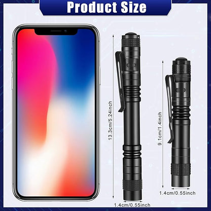 60 Pack Small LED Pen Light Set Mini Handheld Flashlight with Clip LED Pen Tactical Pocket Torch Pen Flashlight for Camping Outdoor Emergency Inspection 3.58 Inches and 5.2 Inches