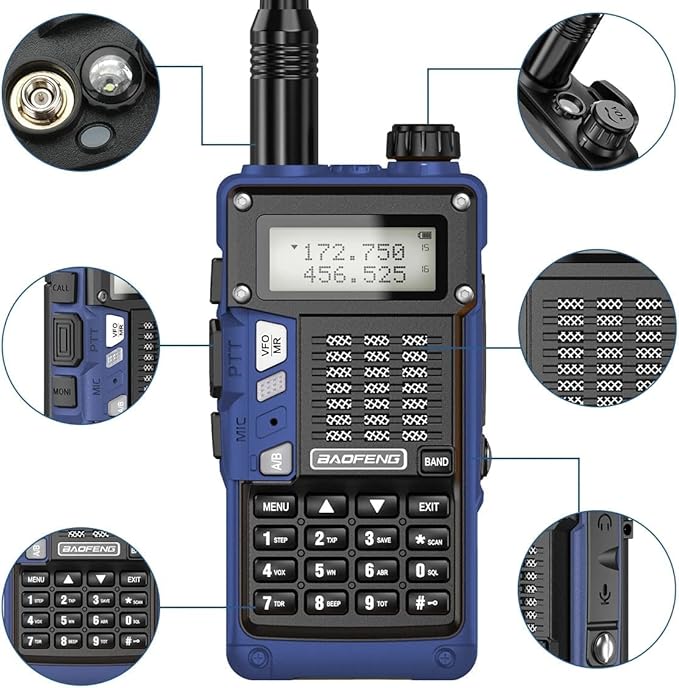 Baofeng Radio UV-S9 Pro Ham Radio Handheld Upgrade of UV-5R Dual Band 8W High Power Portable Two Way Radio with Battery and USB Charger Cable Walkie Talkies(Blue)