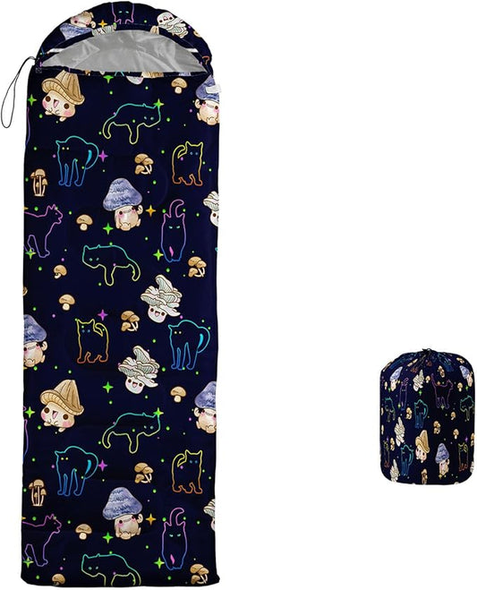 Cartoon Bear Camping Sleeping Bags for Adults Kids Boys Girls Warm & Cool Weather Backpacking Kawaii Animals Sleeping Bag for All Seasons Camping, Camping Gear Equipment, Traveling
