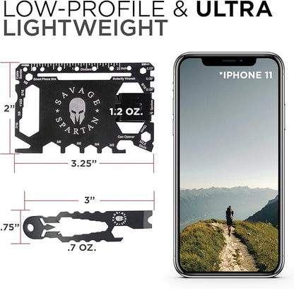 Multitool Wallet | 36 in 1 Multifunctional Toolcard Pro with Credit Card Holder Money Clip & Sleek Minimalist Stainless Steel Skull Keychain Pocket Survival Multi-Tool for Men