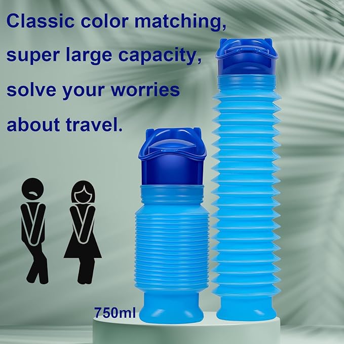 Scalable Emergency Urinal, 750ml Portable Toilet for Car, Portable Mini Outdoor Camping Travel Shrinkable Personal Mobile Toilet Potty Pee Bottle for Kids Adult