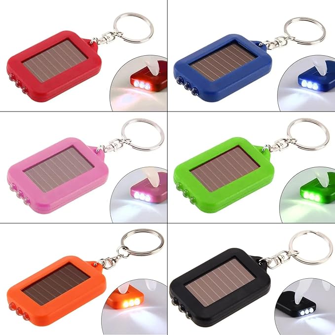 10 Pack Solar Mini Keychain Light Pocket Tiny LED Flashlight Rechargeable, Bright Small Flashlights Torch for EDC, Emergency, Power Outage,Camping, Party Favors (Black)