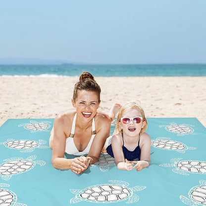 Beach Blanket Sandproof, Baby Sea Turtle Beach Mat Sand Free Waterproof, Large Picnic Blankets Lightweight Quick Drying & Portable, Polyester Outdoor Blanket Beach Essentials Must Have Accesorries