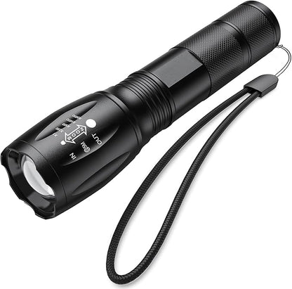 LED Tactical Flashlight S1000, Handheld Flashlights 5 Modes, Zoomable, Water Resistant Camping Outdoor Hiking Flashlights Emergency (Batteries Not Included), Black