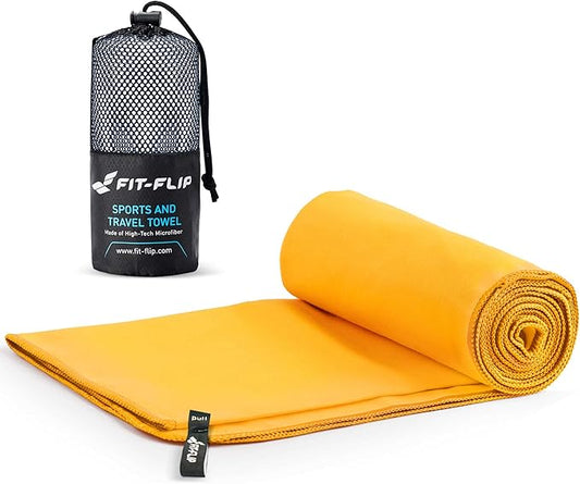 Fit-Flip Travel Towel - Compact & Ultra Soft Microfiber Camping Towel - Quick Dry Towel - Super Absorbent & Lightweight for Sports, Beach, Gym, Backpacking, Hiking and Yoga