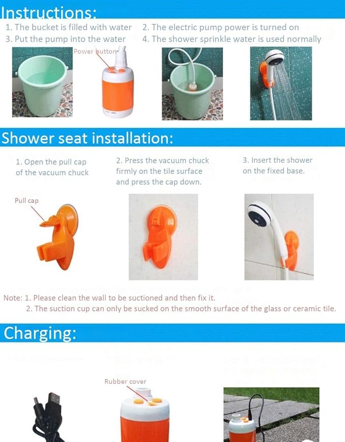 Iron Hammer Portable Shower Camp Shower Rechargeable Shower Camping Shower pet Shower