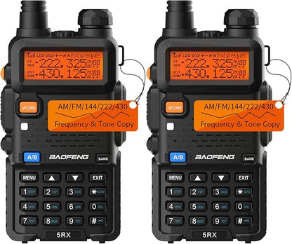 BAOFENG Ham Radio Handheld Tri-Band 5RX Upgraded of UV-5R Long Range Walkie Talkies for Adults Portable Two Way Radio for Camping, Hiking, Trip, Frequency Copy, AirBand, Chirp Compatible