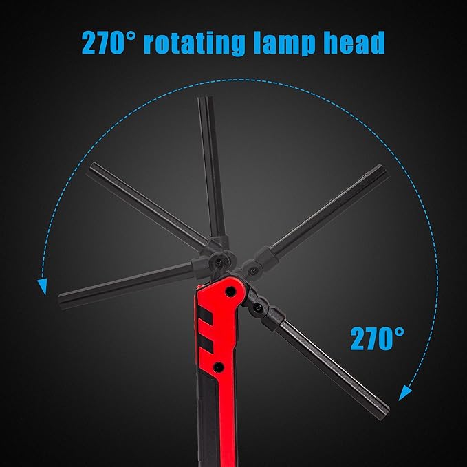 Work Light, Hanging Hook 270°Rotate Magnetic Flashlight,2 Lighting Modes, 2000mAh Cordless Portable Magnetic COB LED Inspection Light for Car Repairing,Workbench,Camping,Emerency.