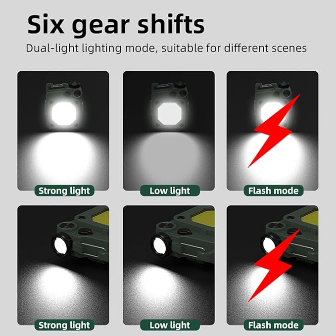 COB Small Flashlight Bright Rechargeable Key Chain Mini Flashlight 1000 lumens with 6 Lighting Modes Lights with Collapsible Bracket and Strong Magnet Nightshift Camping Hiking Emergency