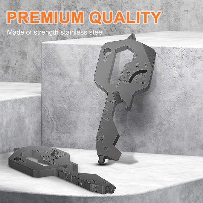 20 In 1 Multitool Pocket Tool, Gift for Boyfriend Him Husband Men, EDC Gadgets with Bottle Opener, Screwdriver, Hex Wrench - Unique Mini Utility Key Shaped Pocket Tool, Black, 1 Pack