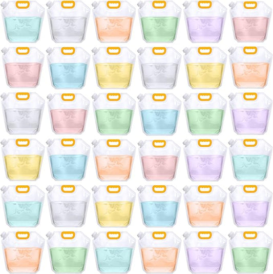 36 Pcs 1.3 Gallon Collapsible Water Storage Bag Emergency Jug Container Water Bladder Clear Plastic Storage Pouch for Outdoor Sport Camping Hiking Backpack No leak, Freezable, Odorless, Flat Folding