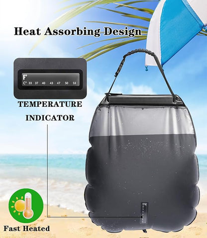 LYOUMEIT Solar Shower Bag 5 Gallon, Portable Shower for Camping, Camping Shower Bag, Solar Heating Shower Bag with Removable Hose and On-Off Switchable Shower Head