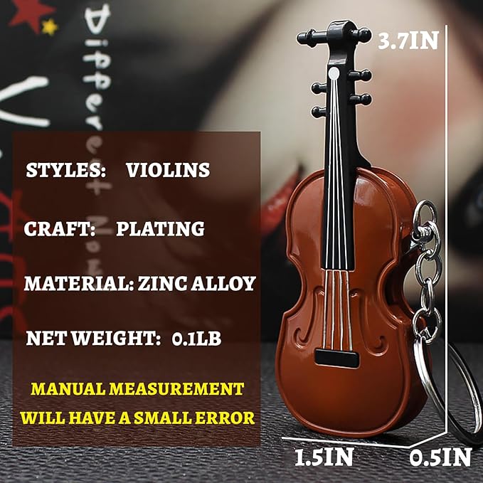 Fancy Fun Guitar Lighter Refillable Metal Vintage Keychain Lighter Unique Novelty Cool lighters for Men Fireplace Candle Camping BBQ (Without Butane Gas) (#6)