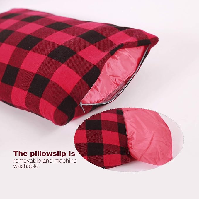 REDCAMP Small Camping Pillow Lightweight and Compressible, 2PCS Flannel Travel Pillow with Removable Pillow Cover