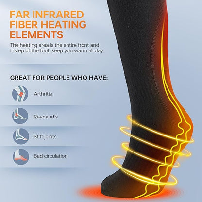 VANRORA Heated Socks for Men Women, 2023 Upgraded 4000mAh 8H Rechargeable Washable Electric Heating Socks Winter Warm Thermal Socks for Outdoor Working Hunting Skiing Camping Fishing Hiking