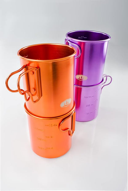 GSI Outdoors Bugaboo Cup - Ultralight Aluminum Camping & Backpacking Mug with Folding Handles - Hot Coffee, Tea, Soup (14oz)