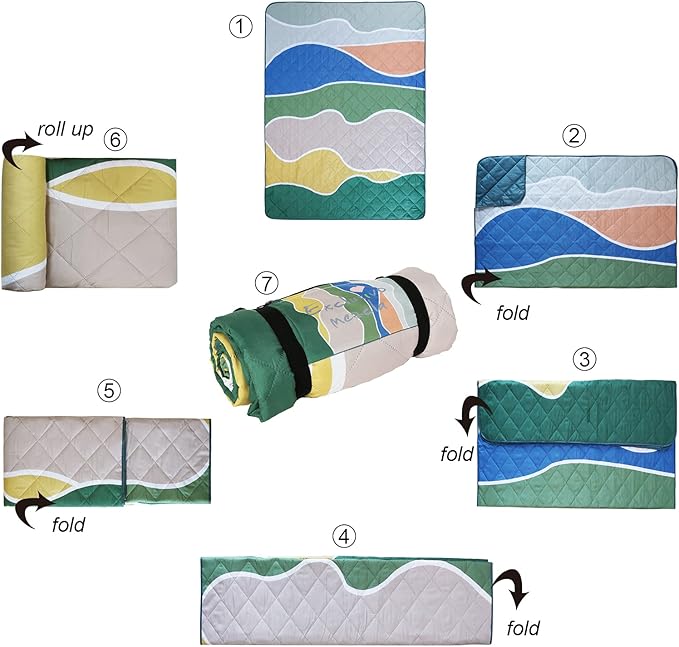 Exclusivo Mezcla Waterproof Picnic Blankets 3-Layer 60x80 Inches Large Sandproof Beach Blanket Foldable Outdoor Blanket for Camping on Grass Picnic Mat