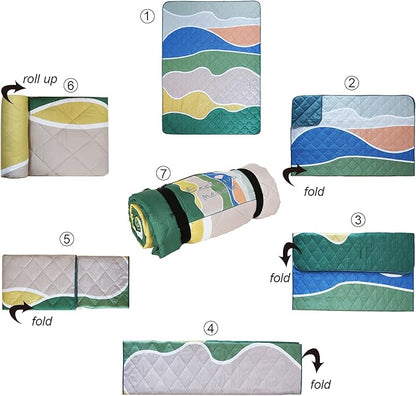 Exclusivo Mezcla Waterproof Picnic Blankets 3-Layer 60x80 Inches Large Sandproof Beach Blanket Foldable Outdoor Blanket for Camping on Grass Picnic Mat