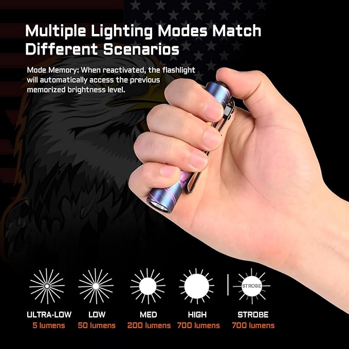 ACEBEAM Rider RX 700 High Lumens EDC AA Flashlight Rechargeable, Pocket LED Flashlight with Clip, Super Bright Mini Flash Light, 519A-V1 LED 90+ High CRI Small Flashlight for Camping, Emergency, Home