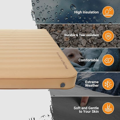 KingCamp Extra Thick 5.9 INCH Double Self Inflating Camping Mattress with 12 R-Value, Sleeping Pad Enlarge Foam Camping Pad, 4 Season Insulated Camping Mat for Tent, Car, 79.1'' x 50.3'' x 5.9''