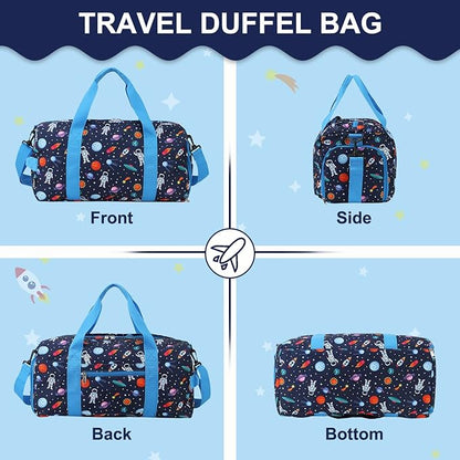 Kids Duffle Bag for Boys,RAVUO Water Resistant Travel Bag Overnight Bag Weekender Carry On Bag for Gym Sport with Shoe Compartment and Wet Pocket Space