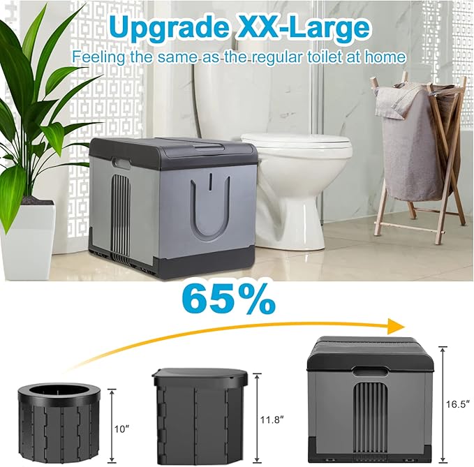PORMYTRIP Portable Toilet Camping Toilet Foldable Toilet for Car Indoor Outdoor Commode Travel Toilet Portable Toilet for Camping,Tent,Hiking,Boating,Long Road Trips,Traffic jam,Home XX-Large Gray
