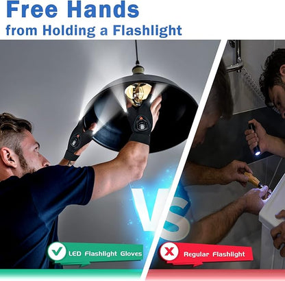 LED Flashlight Gloves Christmas Stocking Stuffers for Men Adult Rechargeable Finger Light Ideas Gifts for Men Dad Husband Boyfriend Him Cool Stuff Unique Gadgets Tool