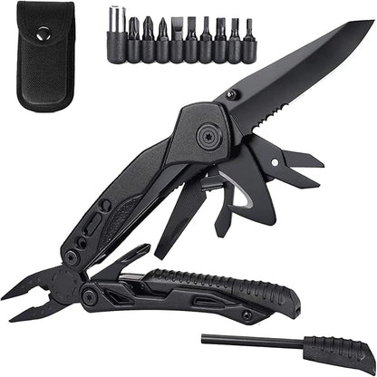 Multitool with Pliers, Fire Starter, whistle,Scissors,Screwdriver, 15 in 1 EDC Multi Tool with Safety Locking, Christmas Stocking Stuffers for Men Dad Gifts, Perfect for Outdoor Camping