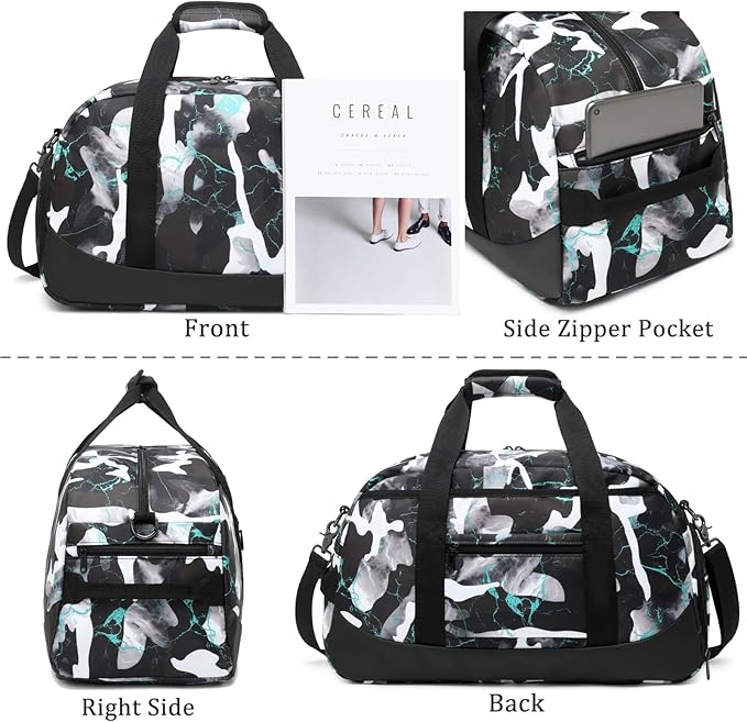 Kids Overnight Duffle Bag Boys Sports Gym Bag with Shoe Compartment & Wet Pocket Teens Gymnastics Bag Carry On Weekender Travel Bag