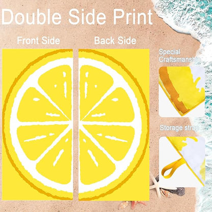 Bnuitland Yellow Lemon Beach Towel (35X75 inches), Oversized Absorbent Quick Drying Sand Free, Cute Fruit Towels for Travel Swimming Pool Picnic, 90% Polyester and 10% Polyamide
