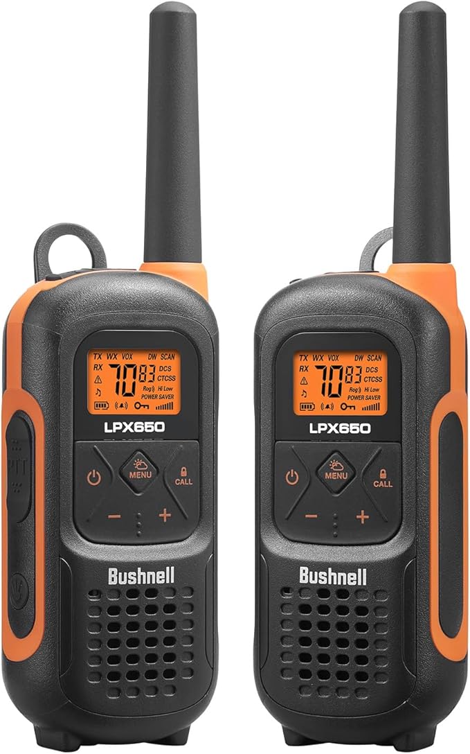 New Bushnell LPX650 Walkie Talkies - Waterproof Long Range Two Way Radios, IP67 Rugged Floating Design, USB-C Rechargeable - Equipped for Wherever Life Takes You (2 Pack)