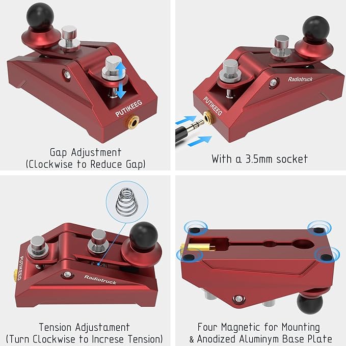 CW Telegraphy Key Auto Morse - Radio HAM Send Telegram Key CyberTruck Shape Lambic Single Paddle Transmission Morse Code Key with Aluminum Alloy Body Base