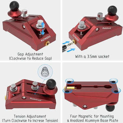 CW Telegraphy Key Auto Morse - Radio HAM Send Telegram Key CyberTruck Shape Lambic Single Paddle Transmission Morse Code Key with Aluminum Alloy Body Base