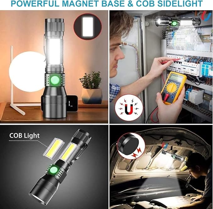 Karrong UV Flashlight Rechargeable, Black Light Flashlights, 2000lm Pocket-Sized LED Torch with Clip, Water Resistant, 7 Modes for Pet Clothing Detection/Emergency/Camping 2pack
