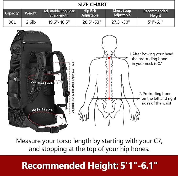 Hiking Backpack with Rain Cover, 90L Camping Backpack, Lightweight Travel Daypack for Hiking Climbing Camping Touring -No Internal Frame