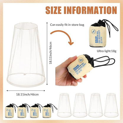 6 Pack Mosquito Head Net Bug Head Net Insects Mesh Head Net for Outdoor Face Neck Head Protecting