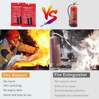 Fire Blanket for Camping Home Kitchen 3Pack Emergency Fire Blanket Fire Resistant Blanket for Garages, Workshops, Grill, Car, Office, Warehouse, School, Picnic