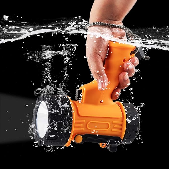 YIERBLUE Rechargeable Spotlight,Handheld rechargeable spotlight 18W waterproof Flashlight, Super Bright 100000 Lumens LED,10000mAh 20h Ultra-long Standby,Ideal Spotlight for Boating, Camping…