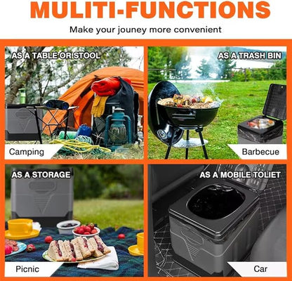 Adult Portable Toilet, Outdoor Camping Portable Toilet, Foldable Travel Toilet with Cover, Suitable for Hiking/Long-Distance Travel