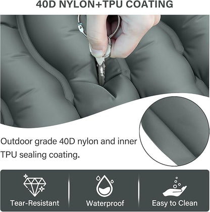 Camping Sleeping Pad, Ultralight Camping Mat with Pillow Built-in Foot Pump Inflatable Sleeping Pads Compact for Camping Backpacking Hiking Traveling - Gray